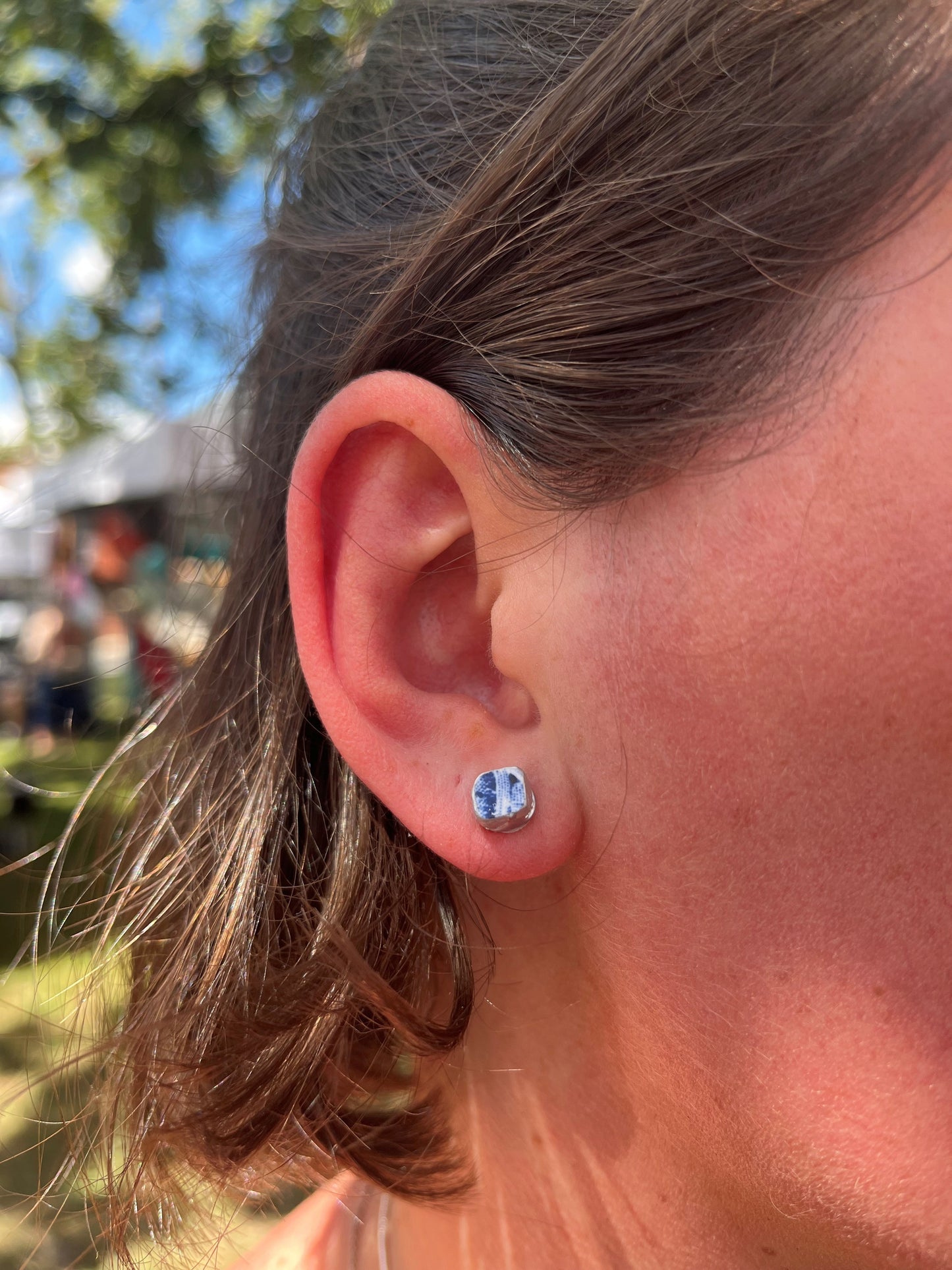 broken china earring - studs