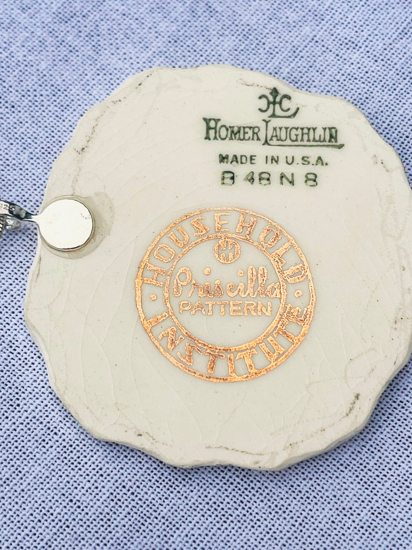 Handmade Broken China Pendant- Priscilla Pattern [Blushing Bouquet]