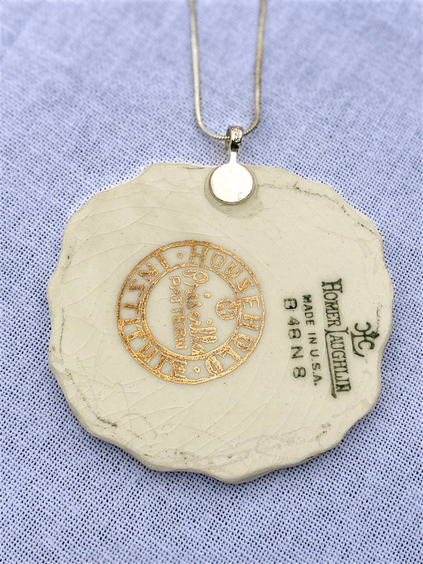Handmade Broken China Pendant- Priscilla Pattern [Blushing Bouquet]